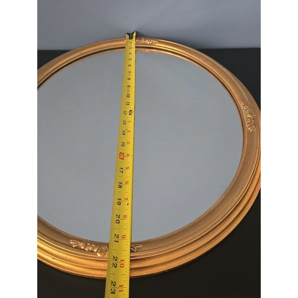 Uttermost Mirror Company Gold Narrow Oval Ornate Framed Wall Mirror Vintage